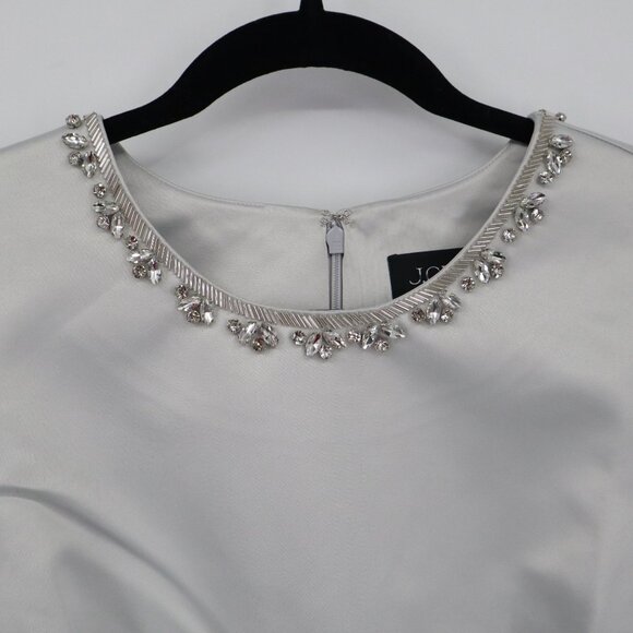 J. Crew Embellished Satin Dress Women 6 White Rich Auntie Core Event Holiday NWT - Picture 9 of 16